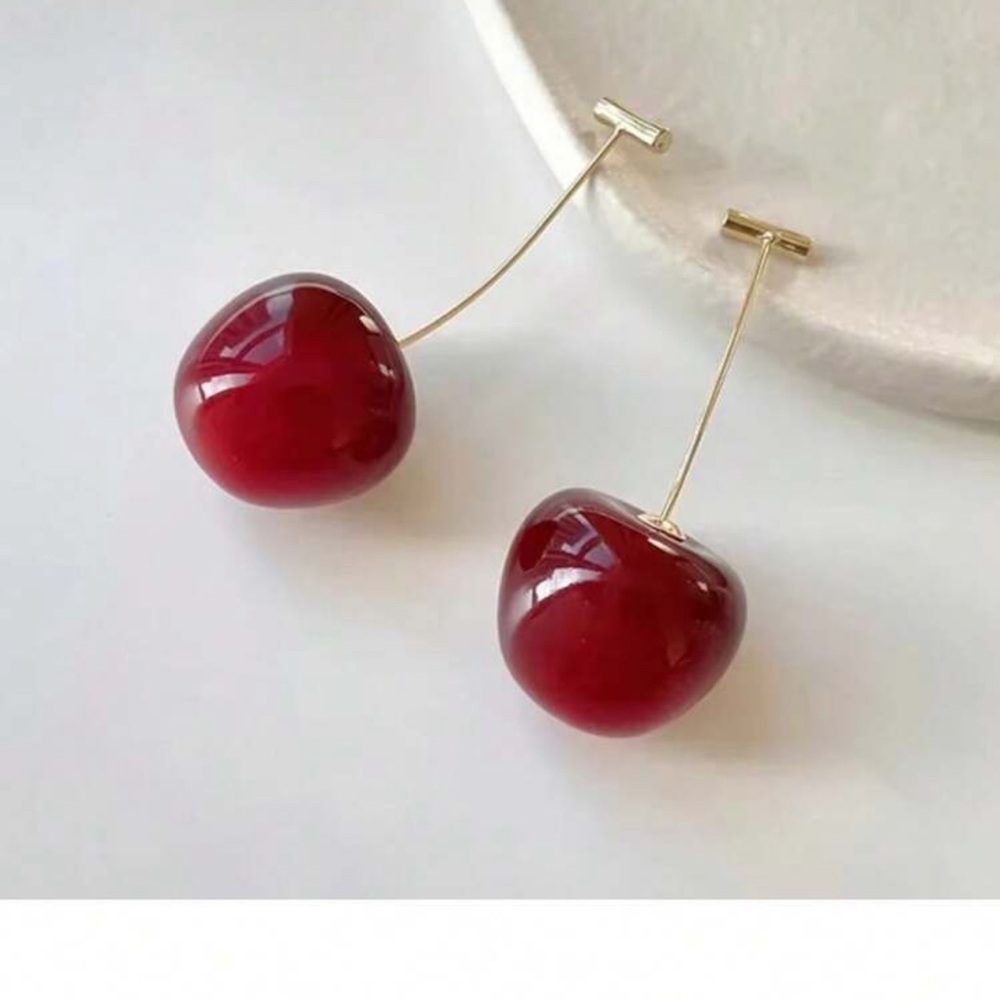 Elegant Red Cherry Drop Earrings